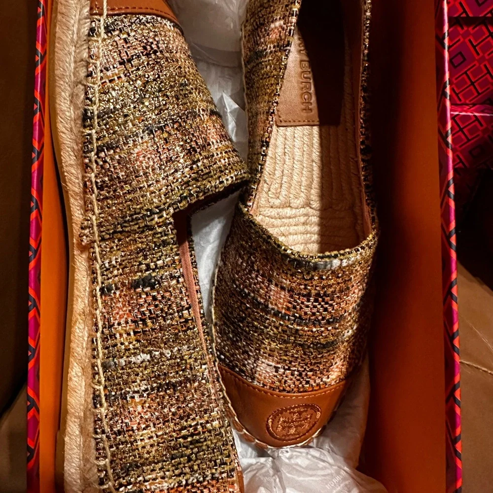 Tory Burch Espadrille Metallic Tweed